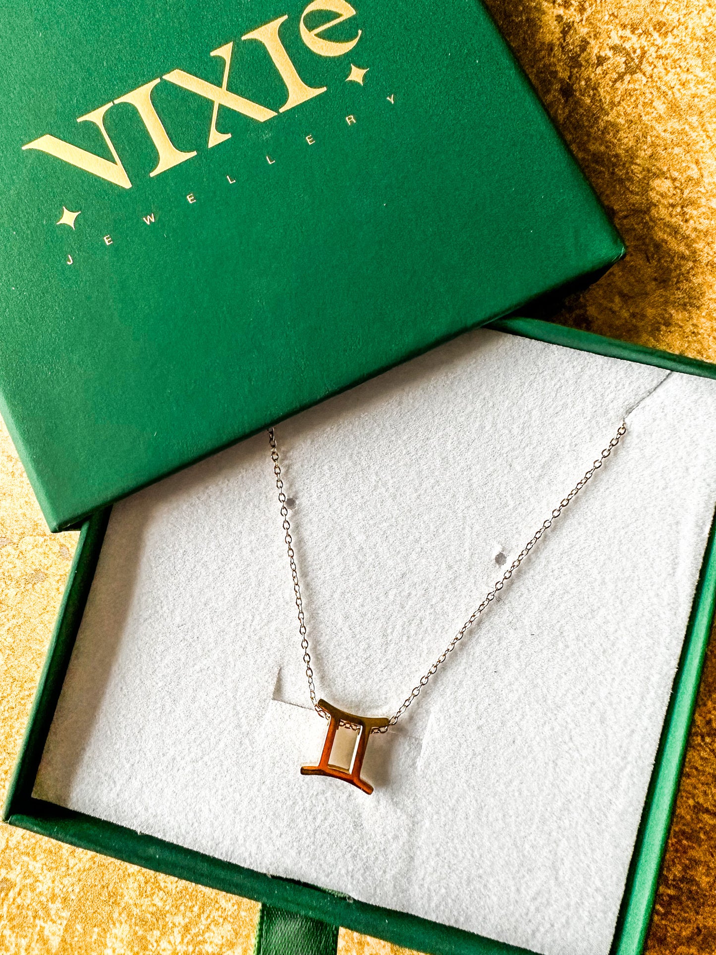Gemini Gold Plated Sterling Silver 16" Necklace | May + June Zodiac Birth Sign