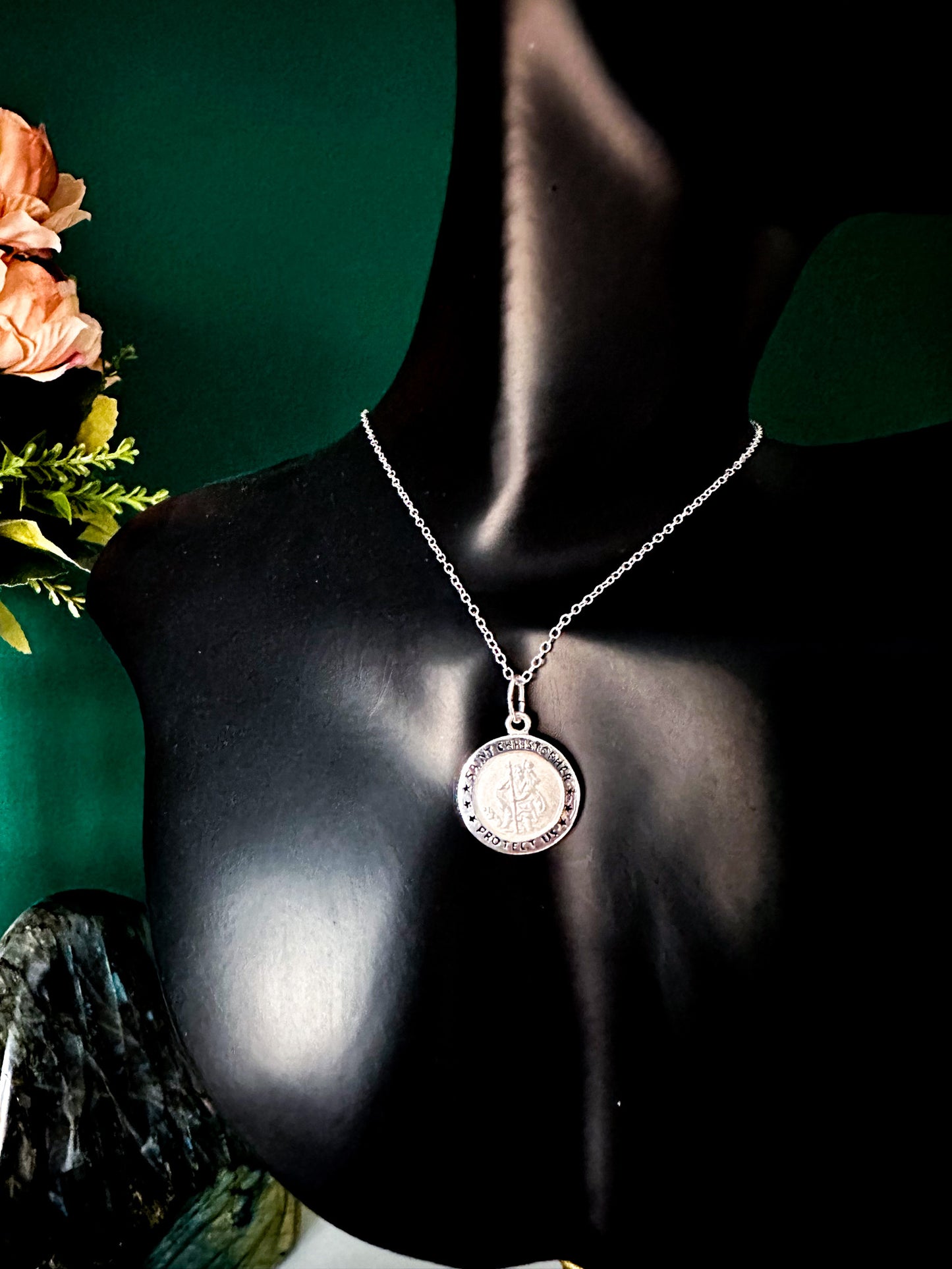 St Christopher Protection Sterling Silver 18" Necklace | Unisex Protection Talisman Necklace