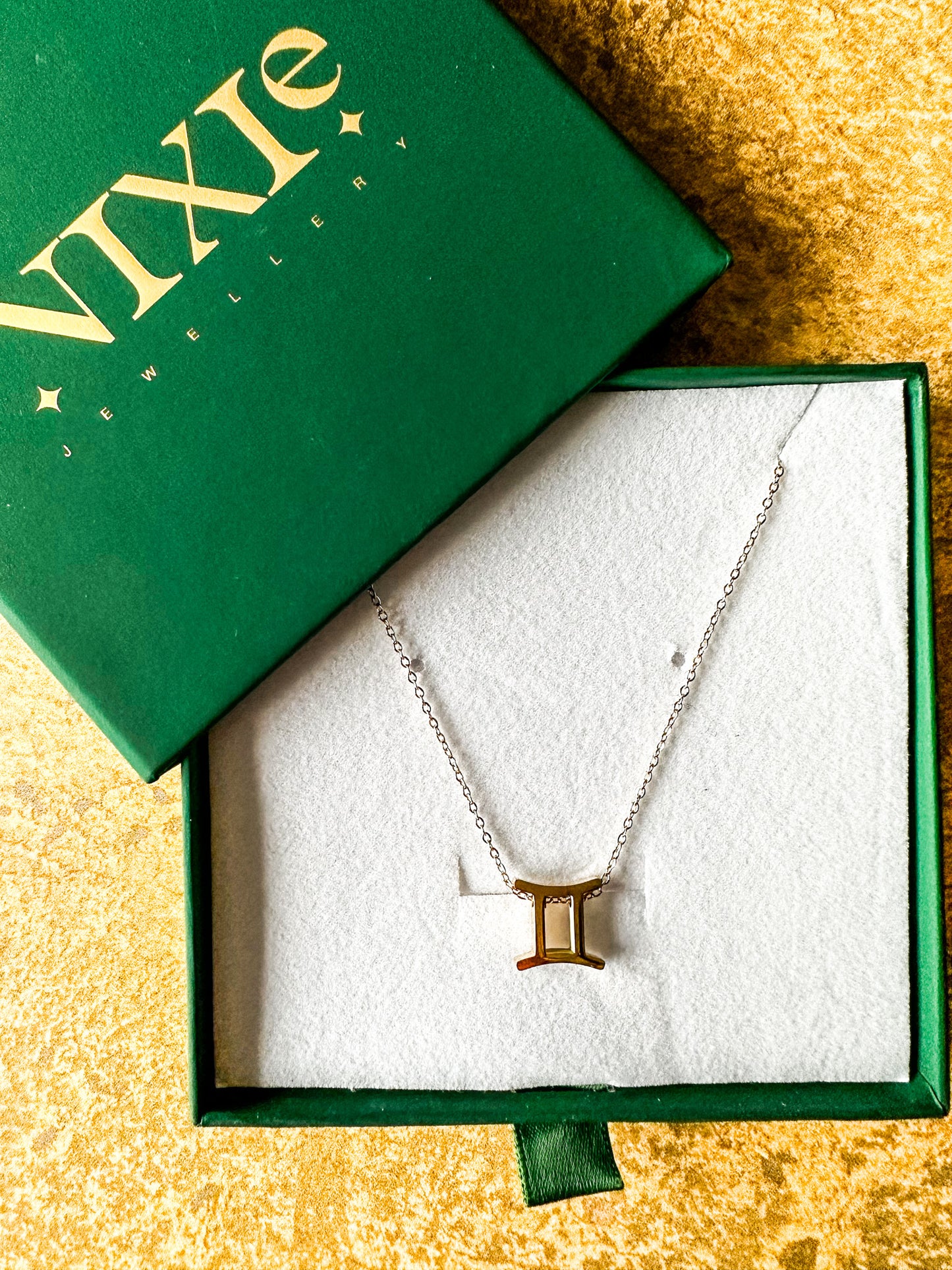 Gemini Gold Plated Sterling Silver 16" Necklace | May + June Zodiac Birth Sign