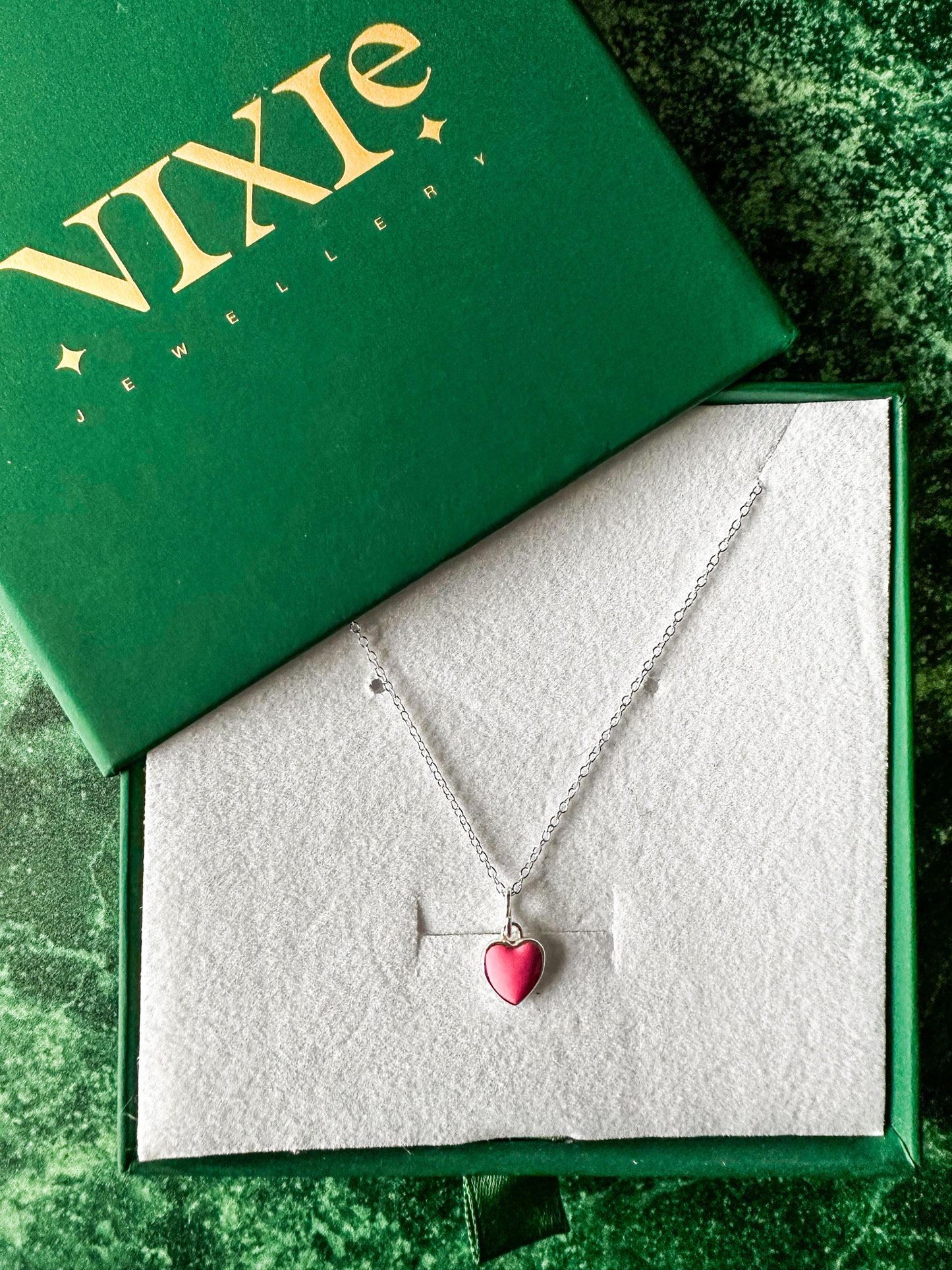 Hot Pink Small Love Heart Sterling Silver 18" Necklace | Delicate Style Necklace
