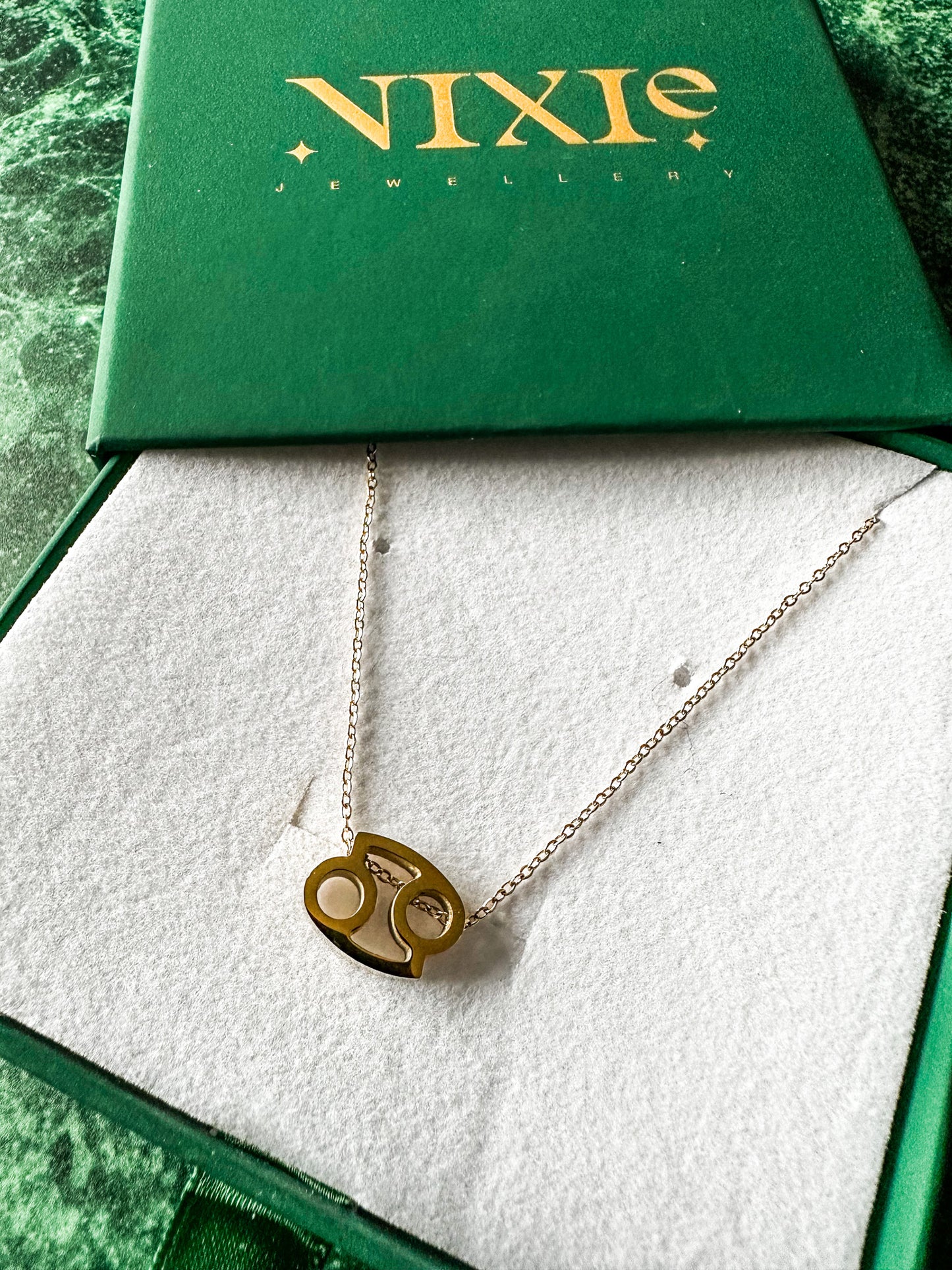 Cancer Gold Plated Sterling Silver 16" Necklace | June + July Zodiac Birth Sign