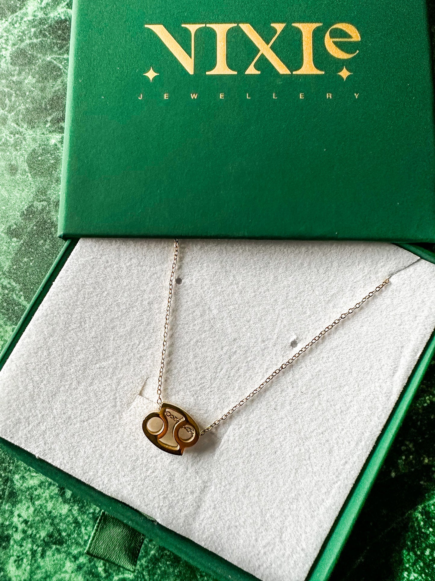 Cancer Gold Plated Sterling Silver 16" Necklace | June + July Zodiac Birth Sign