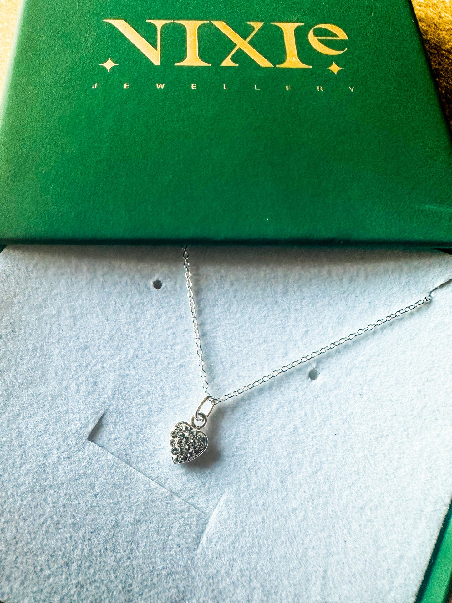 Mini Diamond Style Love Heart Sterling Silver 18" Necklace | Delicate Style Necklace